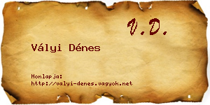 Vályi Dénes névjegykártya